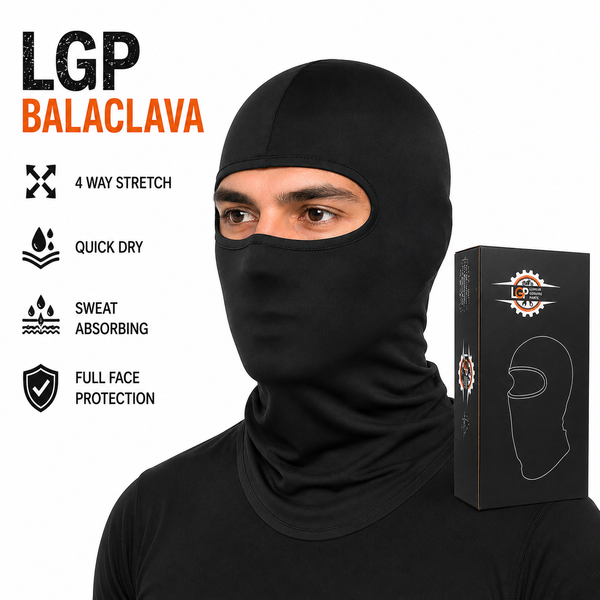 LGP - BALACLAVA FACE MASK 4-WAY STRETCH QUICK DRY SWEAT ABSORBING HELMET LINER, FULL FACE & NECK