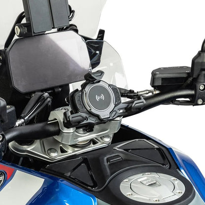 LOBOO PH02S ANTI-VIBRATION MOTORCYCLE PHONE MOUNT - 15W WIRELESS & 24W FAST WIRED CHARGING - SHOCK ABSORBING HOLDER FOR IPHONESAMSUNG - FITS 22-28MM HANDLEBARS & MIRROS