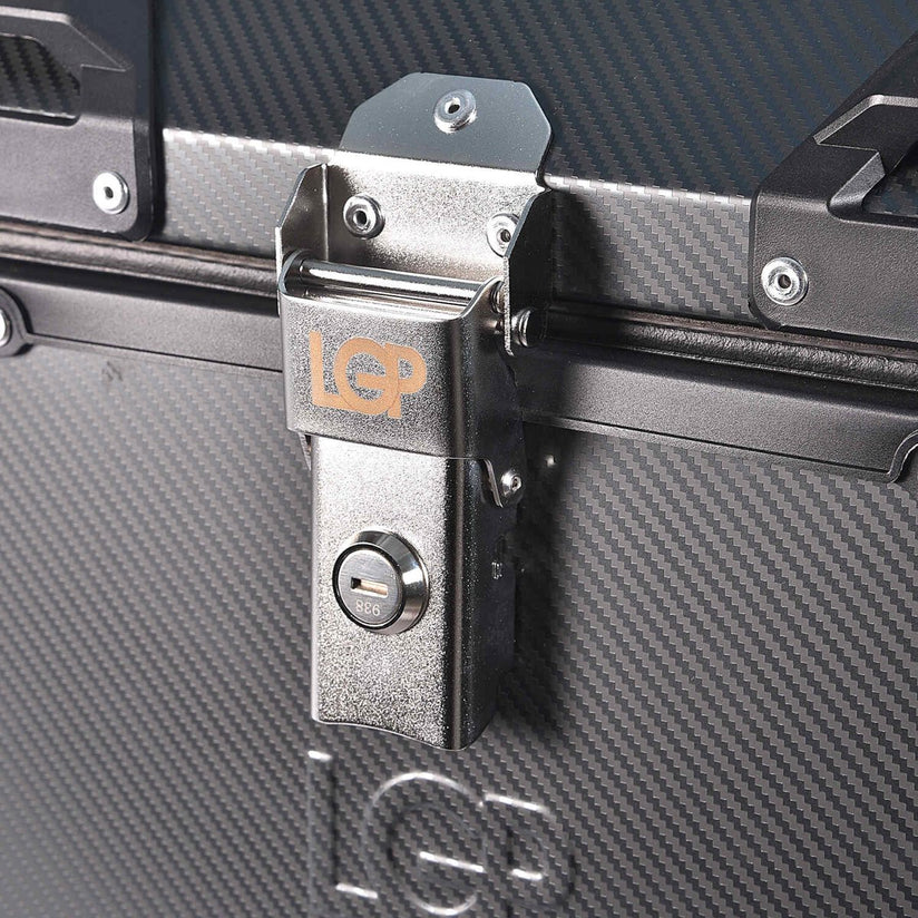 MOTORCYCLE TOP BOX 45L CARBON FINISH LUGGAGE BOX WITH BACKREST