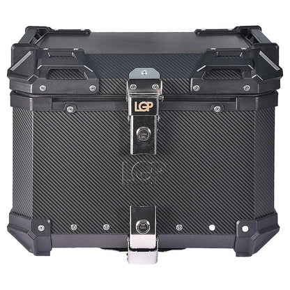 MOTORCYCLE TOP BOX 45L CARBON FINISH LUGGAGE BOX WITH BACKREST