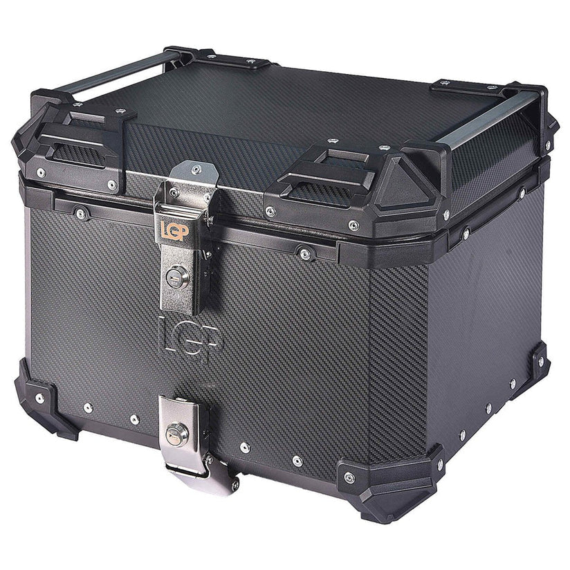 MOTORCYCLE TOP BOX 45L CARBON FINISH LUGGAGE BOX WITH BACKREST