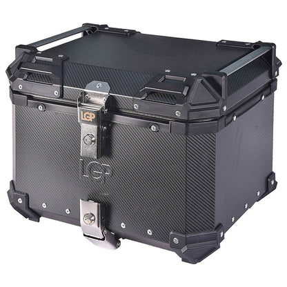 MOTORCYCLE TOP BOX 45L CARBON FINISH LUGGAGE BOX WITH BACKREST