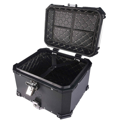 MOTORCYCLE TOP BOX 45L CARBON FINISH LUGGAGE BOX WITH BACKREST
