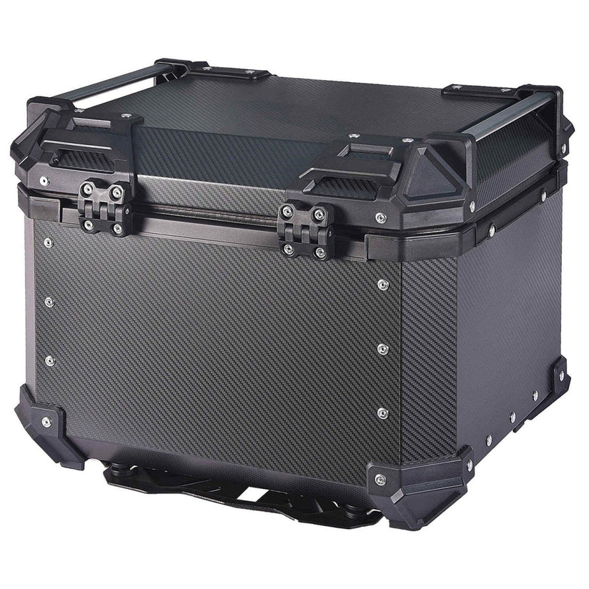 MOTORCYCLE TOP BOX 45L CARBON FINISH LUGGAGE BOX WITH BACKREST