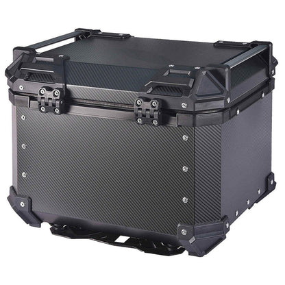 MOTORCYCLE TOP BOX 45L CARBON FINISH LUGGAGE BOX WITH BACKREST