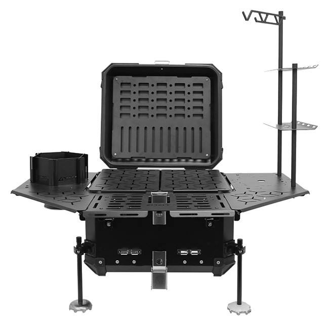 MOTORCYCLE TOP BOX 55L BLACK CAMPAIGN LUGGAGE BOX WITH BACKREST