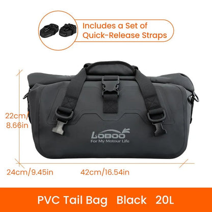 LOBOO 20L MAGNETIC ROLL-TOP MOTORCYCLE TAIL BAG  IPX6 WATERPROOF DRY DUFFEL WITH AIR VALVE