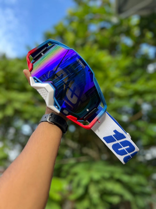100% ARMEGA NEW BLUE + RED (BLUE LENS) | MX GOGGLES