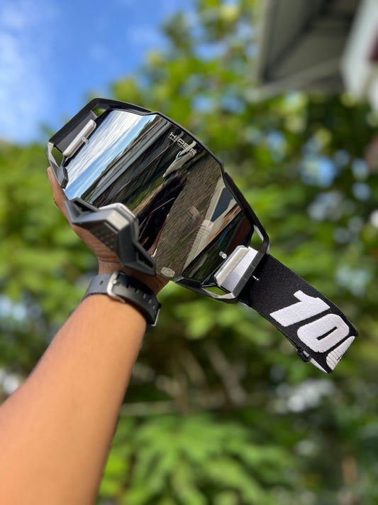 100% ARMEGA NEW BLACK ( SILVER  LENS) | MX GOGGLES