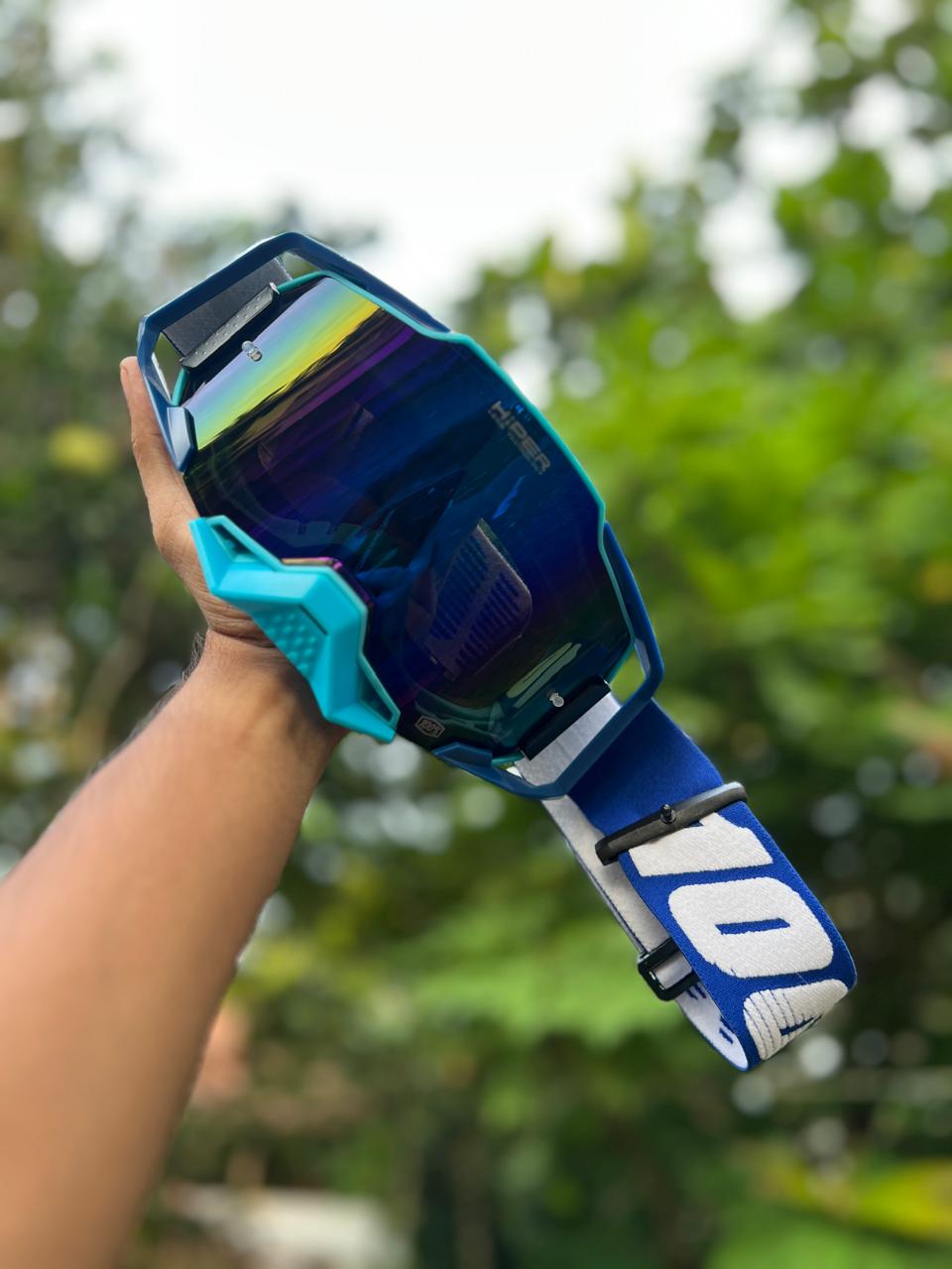 100% ARMEGA NEW BLUE+AQUA ( BLUE  LENS) | MX GOGGLES