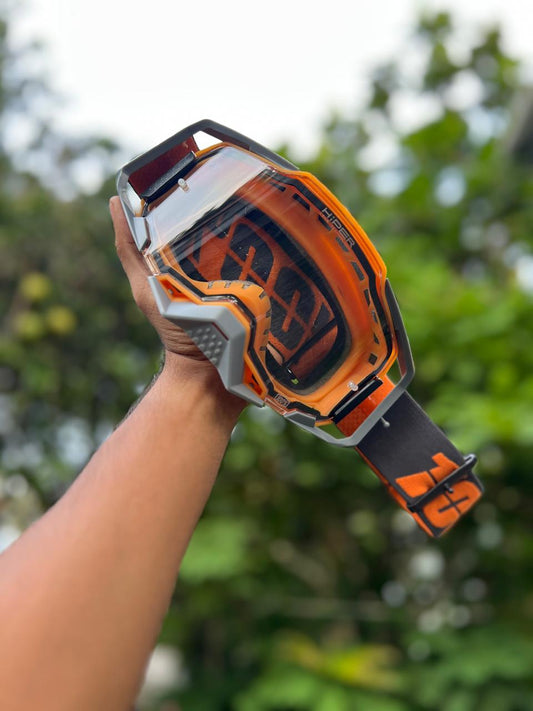 100% ARMEGA NEW ORANGE + GREY ( CLEAR  LENS) | MX GOGGLES
