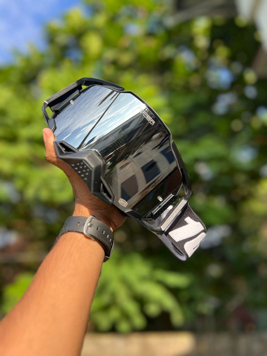 100% ARMEGA NEW BLACK ( SILVER  LENS) | MX GOGGLES