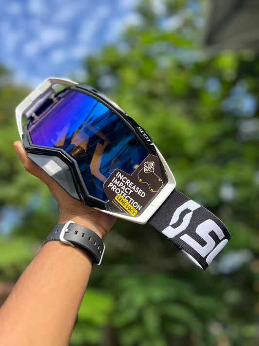 SCOTT PROSPECT  WHITE/BLACK-BLUE LENS | MX GOGGLES