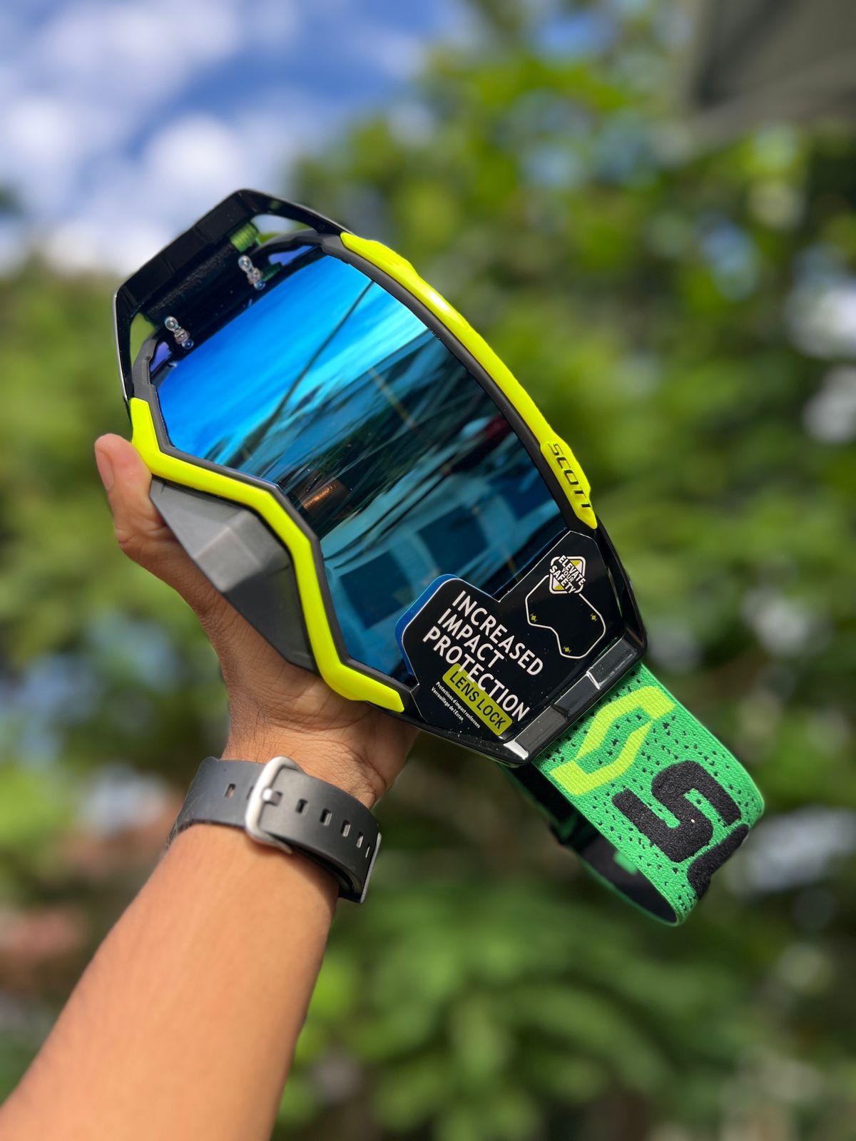 SCOTT PROSPECT  FLUORO/GREEN -BLUE LENS | MX GOGGLES