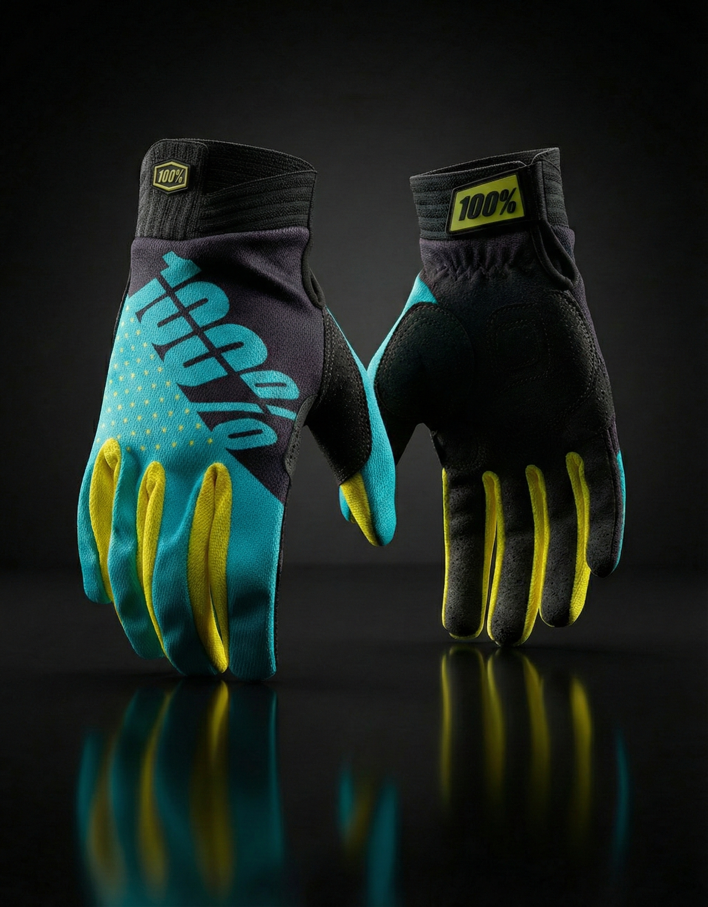 100 % AQUA BLUE  YELLOW | MX GLOVES