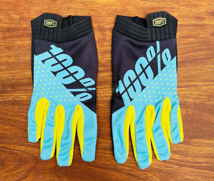 100 % AQUA BLUE  YELLOW | MX GLOVES