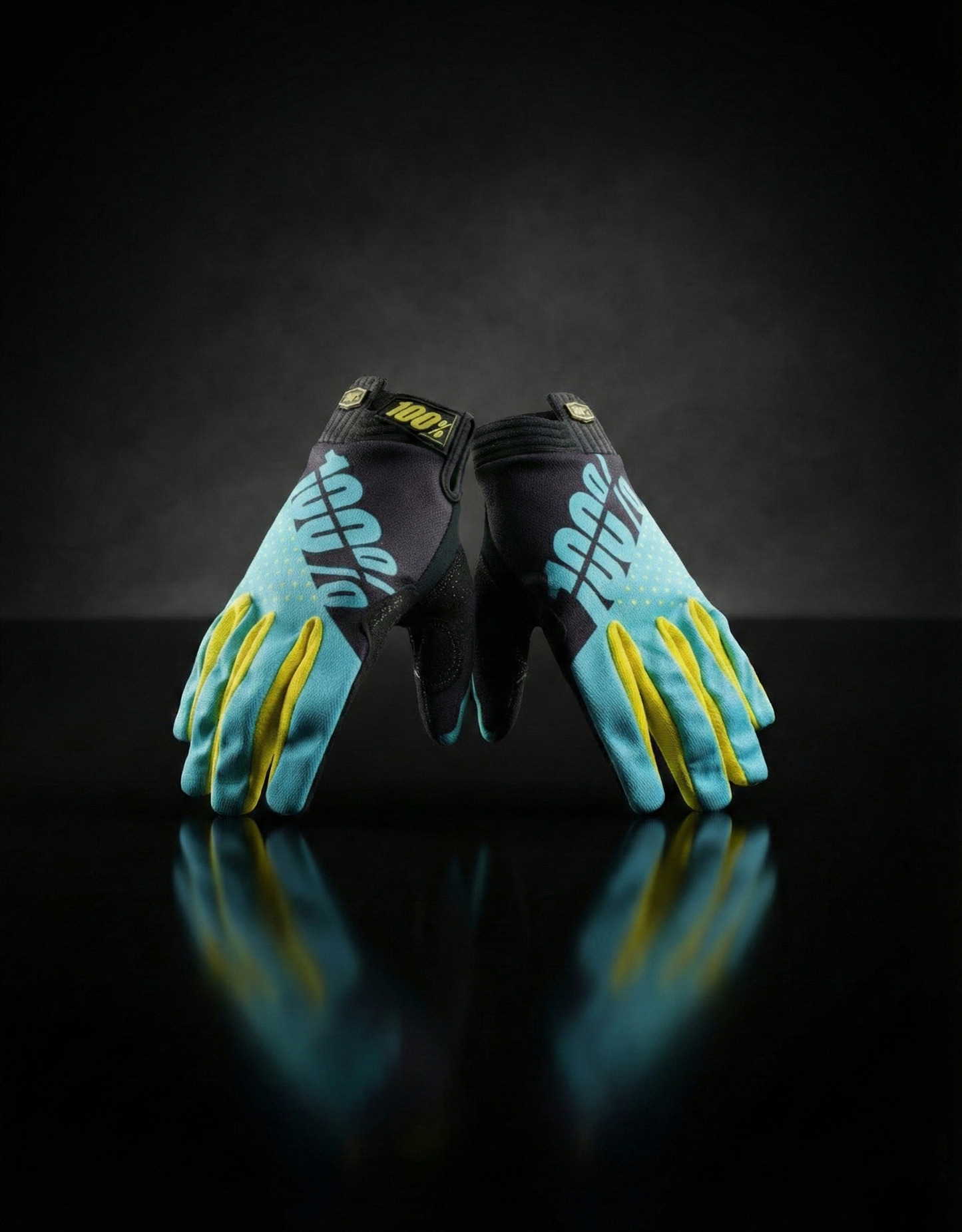 100 % AQUA BLUE  YELLOW | MX GLOVES